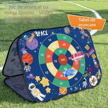 Tablă țintă pliabilă 3 în 1 pentru copii – lovire fotbal, aruncare de saci cu nisip, mingi lipicioase; joc interior și exterior, vârsta 4–6 ani