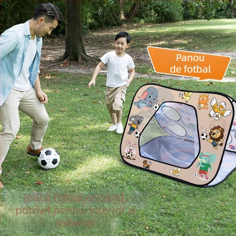 Tablă țintă pliabilă 3 în 1 pentru copii – lovire fotbal, aruncare de saci cu nisip, mingi lipicioase; joc interior și exterior, vârsta 4–6 ani