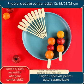 Scobitori de fructe din bambus, de unică folosință, cu logo imprimat, stil modern minimalist, produs de calitate