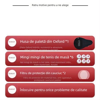 Raquetă tenis de masă – Placă din fibră de carbon, Cauciuc cu adeziv pozitiv, Brand Fenzhi, Fără personalizare