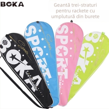 Geantă Boca pentru rachetă badminton cu curea de umăr, material Oxford rezistent la apă, construcție din trei straturi, pentru badminton/tenis