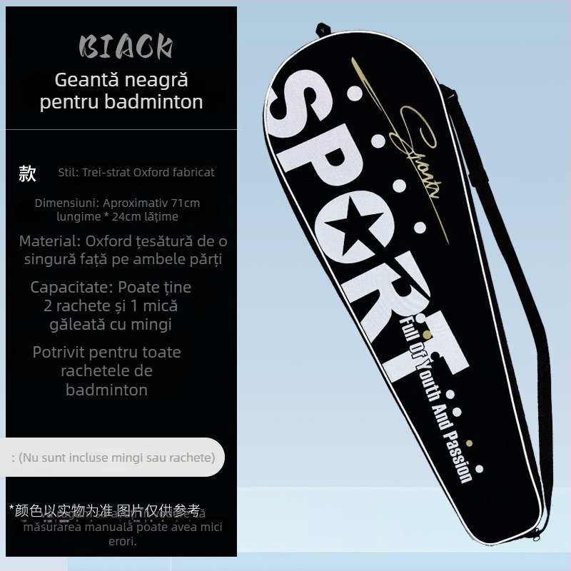 Geantă Boca pentru rachetă badminton cu curea de umăr, material Oxford rezistent la apă, construcție din trei straturi, pentru badminton/tenis