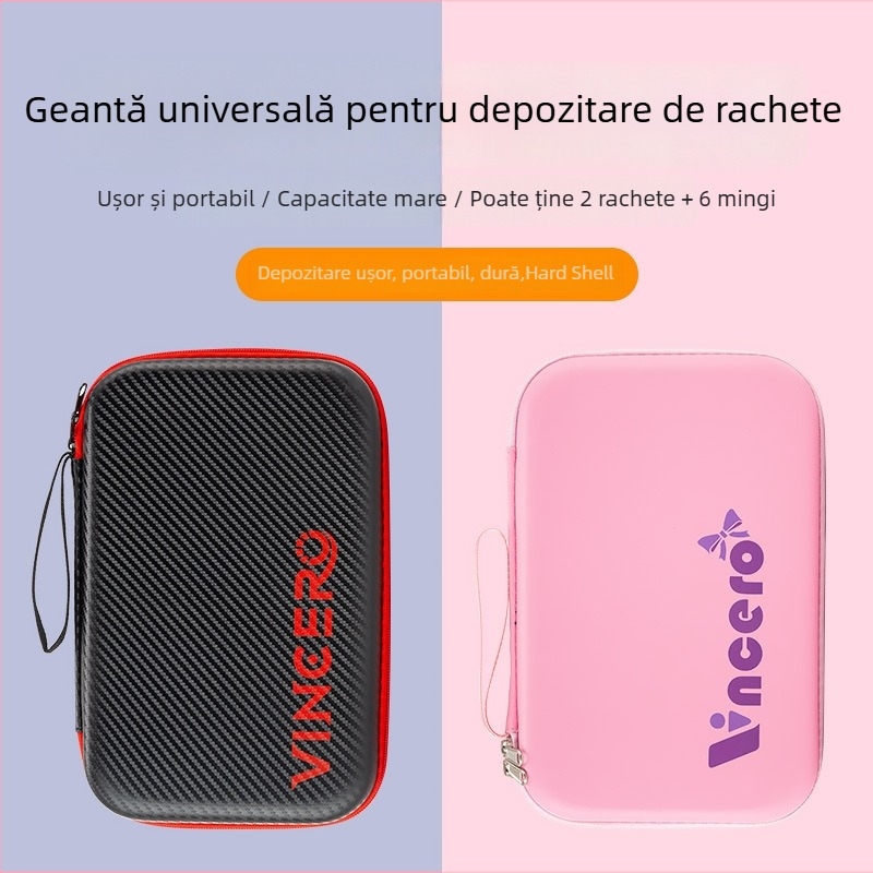 VINCERO geantă impermeabilă cu carcasă rigidă pentru rachete de tenis de masă și badminton, capacitate mare