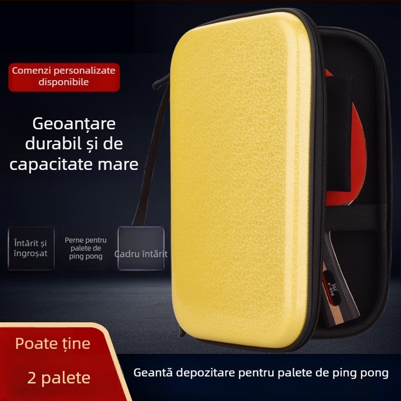 Etui pentru rachete de tenis de masă cu carcasă rigidă pentru două rachete, portabil, design anti-cădere, capacitate mare, personalizare disponibilă