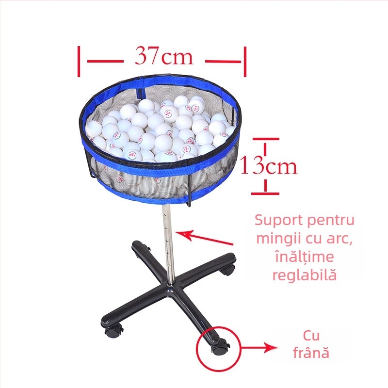 Eisenway antrenor de tenis de masă cu coș mobil de mingi — din oțel inoxidabil, 2,2 kg, aparat de adunare mingi pentru tenis de masă.
