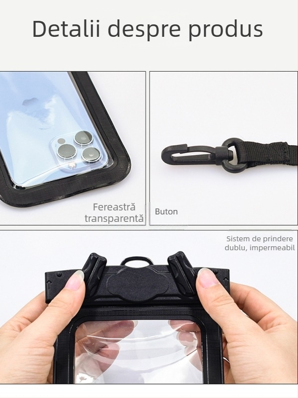 Geantă impermeabilă pentru telefon, PVC material, stil simplu, poate încăpea 1 telefon (Pentru recreere, scufundări, plajă, pescuit)