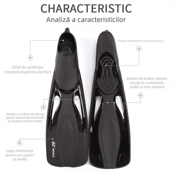 Pene lungi de înot pentru snorkeling și antrenament profesional — Material: TPR; Brand: WHALE WHALE; Pentru bărbați și femei