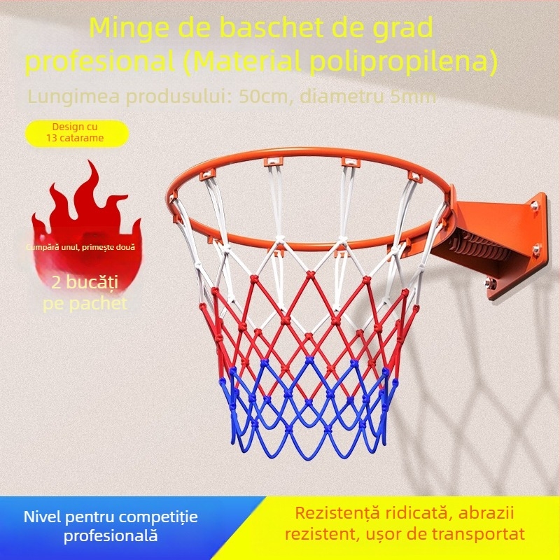 Plasă pentru coș de baschet – extinsă, groasă și durabilă pentru exterior; Material: mătase; Utilizare: baschet; Procesare și personalizare: niciuna; Brand: Altul.