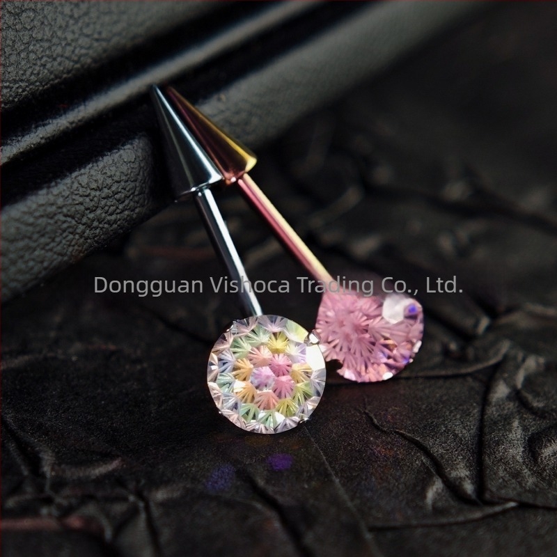 Cercei din aliaj de titan F136 cu zirconiu, design geometric conic, bijuterii pentru piercing la lobul urechii