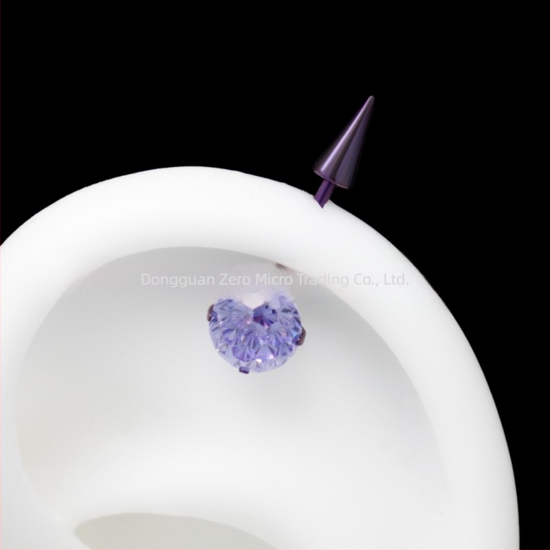 Cercei din aliaj de titan F136 cu zirconiu, design geometric conic, bijuterii pentru piercing la lobul urechii