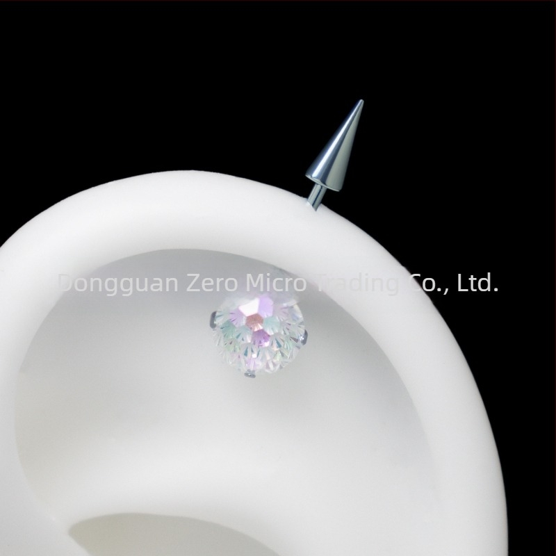 Cercei din aliaj de titan F136 cu zirconiu, design geometric conic, bijuterii pentru piercing la lobul urechii