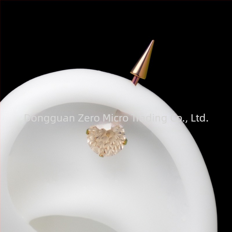 Cercei din aliaj de titan F136 cu zirconiu, design geometric conic, bijuterii pentru piercing la lobul urechii