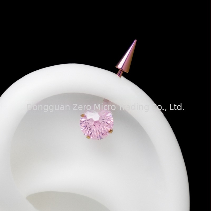Cercei din aliaj de titan F136 cu zirconiu, design geometric conic, bijuterii pentru piercing la lobul urechii