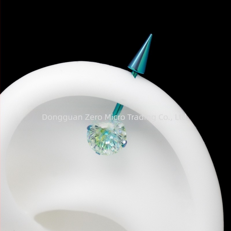 Cercei din aliaj de titan F136 cu zirconiu, design geometric conic, bijuterii pentru piercing la lobul urechii