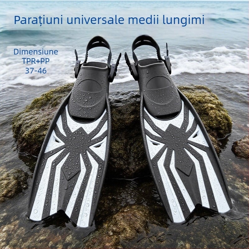 ALOMA Fins de snorkeling cu toc deschis, reglabile, lungime medie, TPR+PP, pentru adulți și tineri, procesare personalizabilă