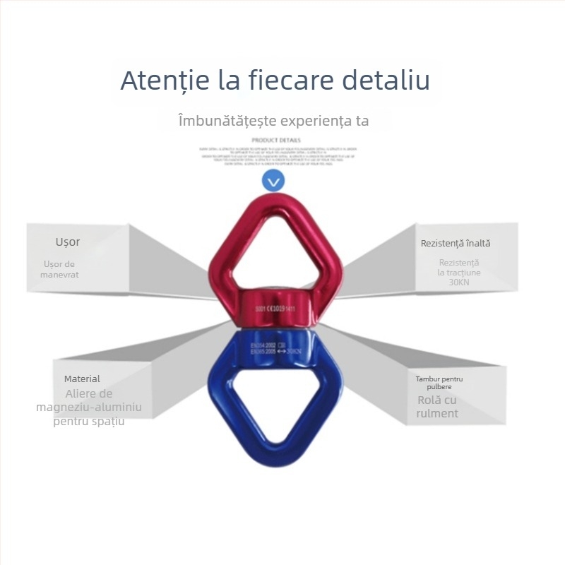 Hamac de yoga din aliaj de aluminiu-magneziu cu inel universal rotativ de 360° pentru alpinism în aer liber