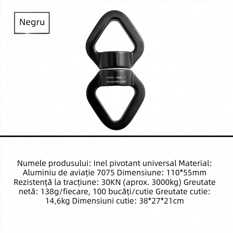 Hamac de yoga din aliaj de aluminiu-magneziu cu inel universal rotativ de 360° pentru alpinism în aer liber