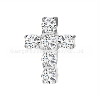 Buton de ureche în formă de cruce din aliaj de titan F136, cu insertie de diamant și zirconiu