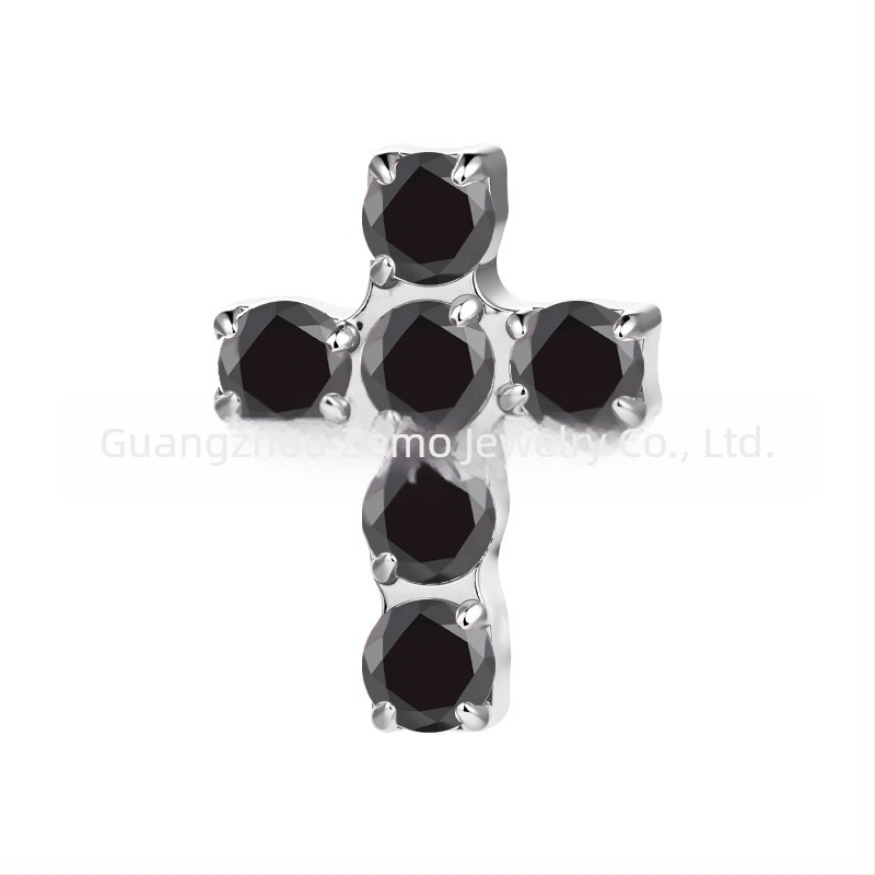 Buton de ureche în formă de cruce din aliaj de titan F136, cu insertie de diamant și zirconiu