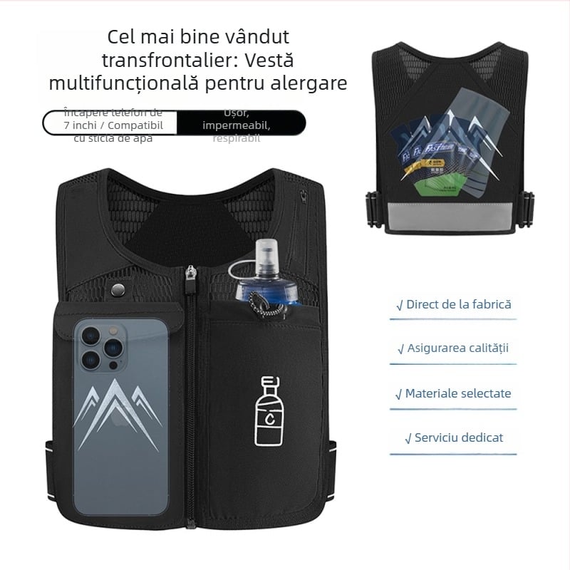 Geantă de piept reflectorizantă personalizabilă pentru alergare, drumeții și ciclism, buzunar pentru telefon
