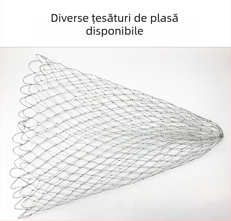 Inel de plasă de pescuit din oțel inoxidabil, cu interfață universală, pliabil și întărit