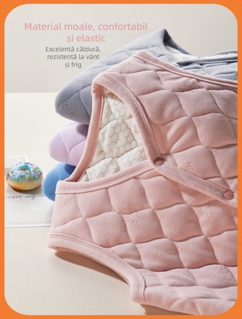 Vesta pentru copii pentru toamnă-iarna – exterior fleece, umplutură poliester, căptușeală din bumbac, gros, guler în V, închidere cu nasturi, carouri sau uni, pentru copii peste 8 ani (aprox. 140 cm)