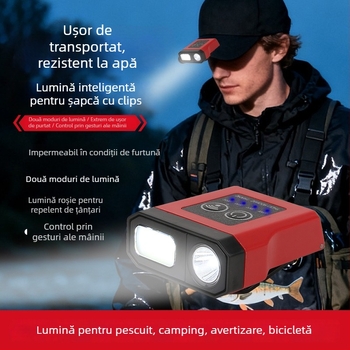 Frontala LED cu baterie încorporată de 1200 mAh, 5W, rezistentă la apă, încărcător inclus.