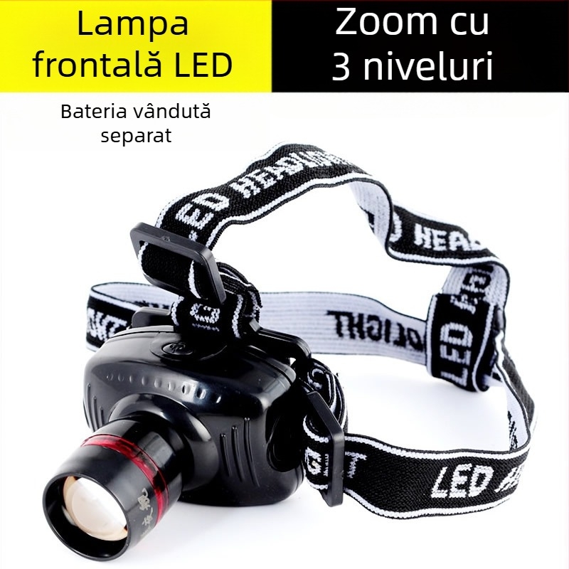 Frontala LED, baterie Li-ion reîncărcabilă, două moduri, impermeabilă, rază de acțiune 100 m