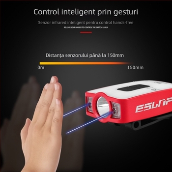 Frontala LED pentru camping cu clips pentru șapcă, reîncărcabilă, impermeabilă, rază de 150 m, autonomie 8–65 h