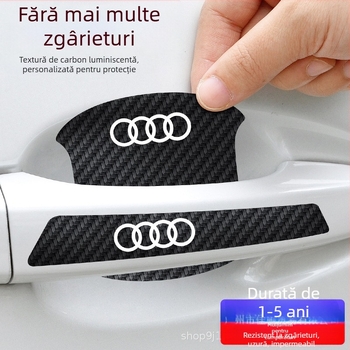 Lipire pentru mânerul bolului ușii, din piele cu fibră de carbon, stil logo auto, montaj adeziv, Keith