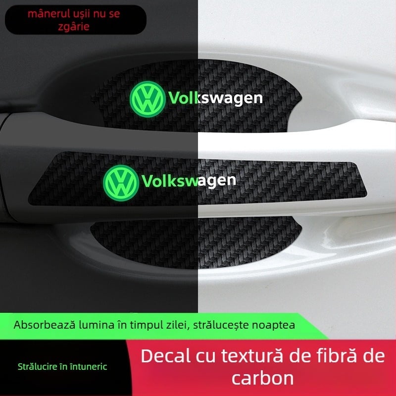 Lipire pentru mânerul bolului ușii, din piele cu fibră de carbon, stil logo auto, montaj adeziv, Keith