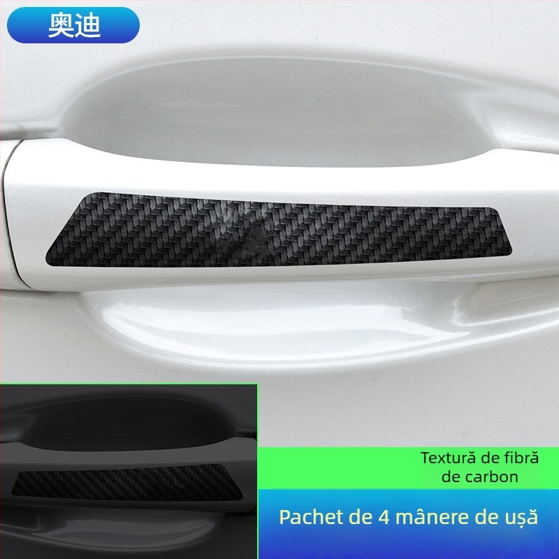 Lipire pentru mânerul bolului ușii, din piele cu fibră de carbon, stil logo auto, montaj adeziv, Keith