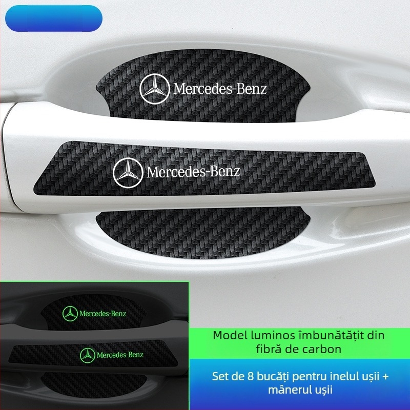 Lipire pentru mânerul bolului ușii, din piele cu fibră de carbon, stil logo auto, montaj adeziv, Keith