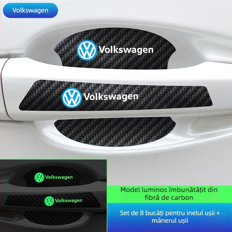 Lipire pentru mânerul bolului ușii, din piele cu fibră de carbon, stil logo auto, montaj adeziv, Keith