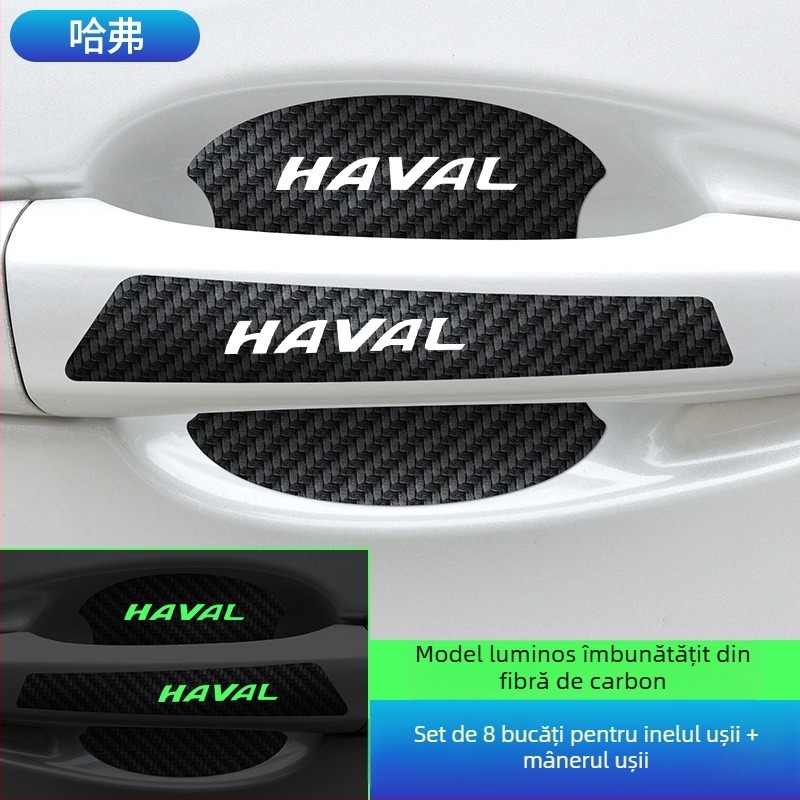 Lipire pentru mânerul bolului ușii, din piele cu fibră de carbon, stil logo auto, montaj adeziv, Keith