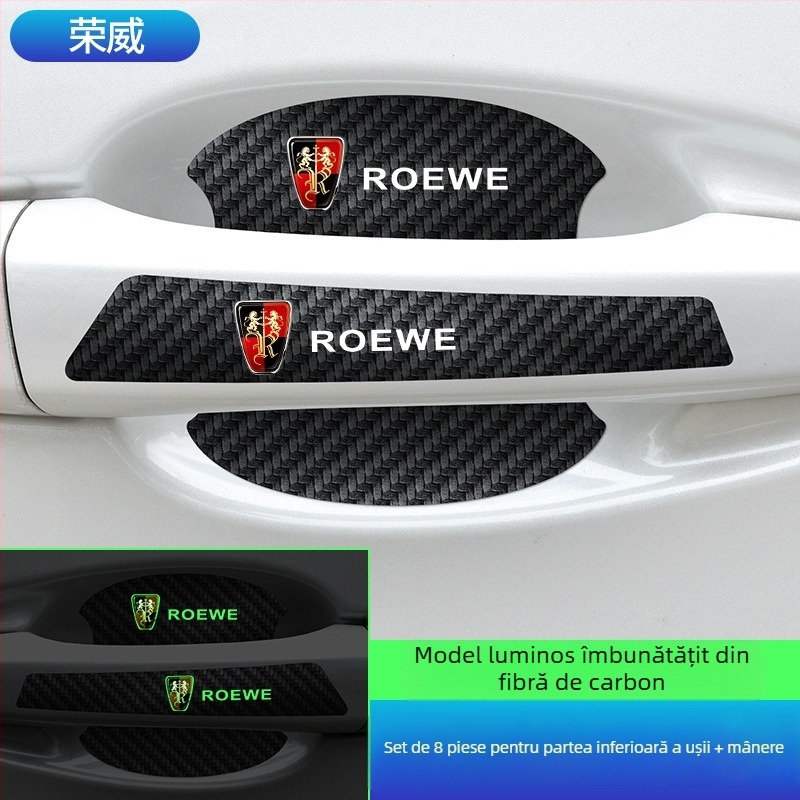 Lipire pentru mânerul bolului ușii, din piele cu fibră de carbon, stil logo auto, montaj adeziv, Keith