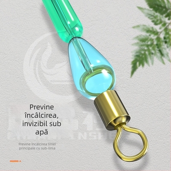 Set de accesorii pescuit din silicon cu anti-încâlcire, inel în formă de opt, boabe spațiale și mărgele pentru linia principală - Material: silicon; Design anti-încâlcire; Include: inel în formă de opt, boabe spațiale, mărgele liniei principale