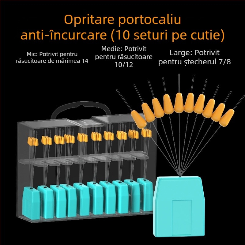 Set de accesorii pescuit din silicon cu anti-încâlcire, inel în formă de opt, boabe spațiale și mărgele pentru linia principală - Material: silicon; Design anti-încâlcire; Include: inel în formă de opt, boabe spațiale, mărgele liniei principale