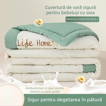 Cuvertură din fibre de soia, ţesătură Jacquard din fibre mixte, potrivită pentru toate sezoanele, greutate 1,5–2 kg