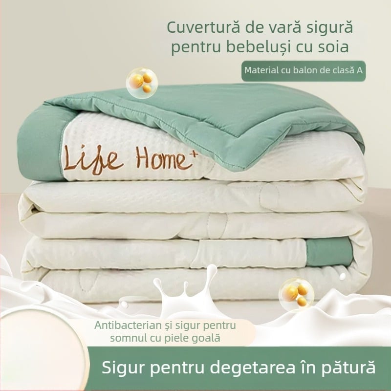 Cuvertură din fibre de soia, ţesătură Jacquard din fibre mixte, potrivită pentru toate sezoanele, greutate 1,5–2 kg