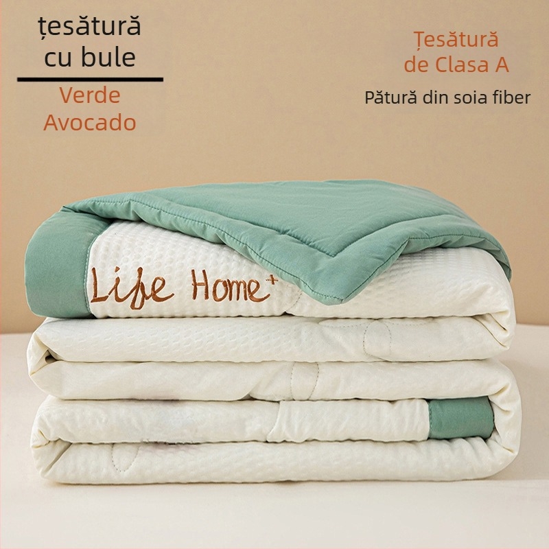 Cuvertură din fibre de soia, ţesătură Jacquard din fibre mixte, potrivită pentru toate sezoanele, greutate 1,5–2 kg