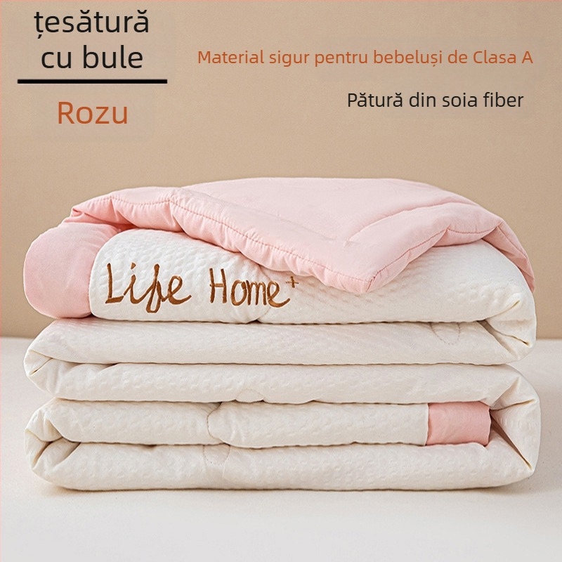 Cuvertură din fibre de soia, ţesătură Jacquard din fibre mixte, potrivită pentru toate sezoanele, greutate 1,5–2 kg