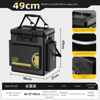 Găleată de pescuit cu fund dur întărit și carcasă rigidă integrată (Material: EVA; Fund: dur; Carcasă: integrată; Capacitate: mare)