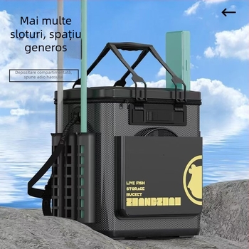 Găleată de pescuit cu fund dur întărit și carcasă rigidă integrată (Material: EVA; Fund: dur; Carcasă: integrată; Capacitate: mare)