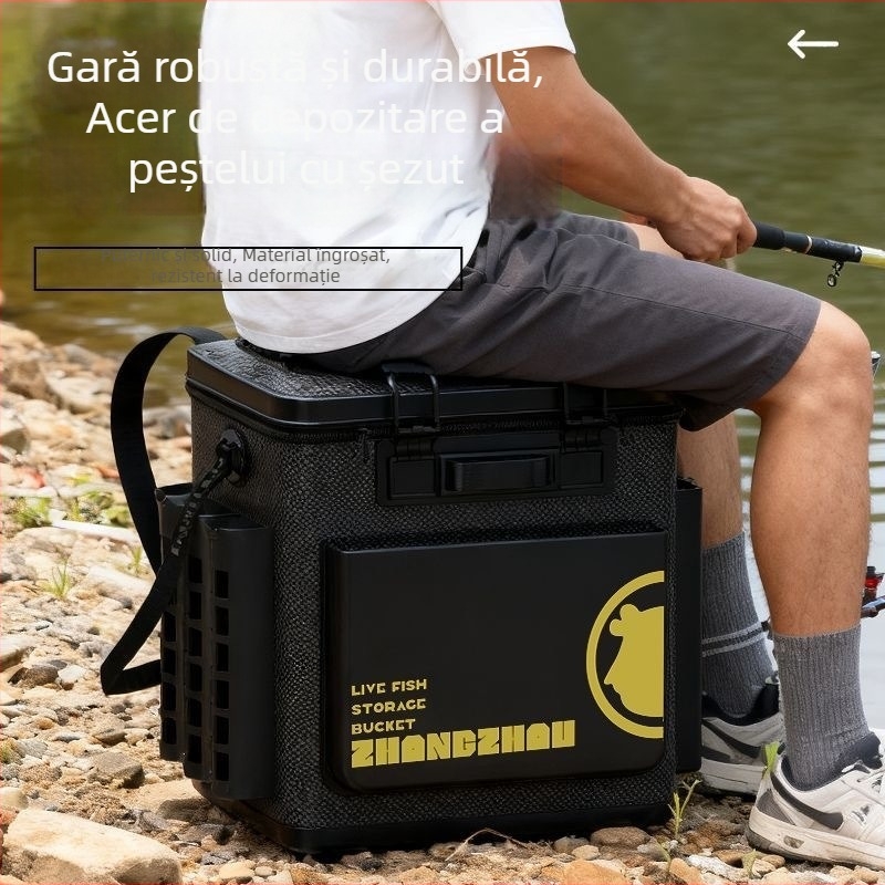 Găleată de pescuit cu fund dur întărit și carcasă rigidă integrată (Material: EVA; Fund: dur; Carcasă: integrată; Capacitate: mare)