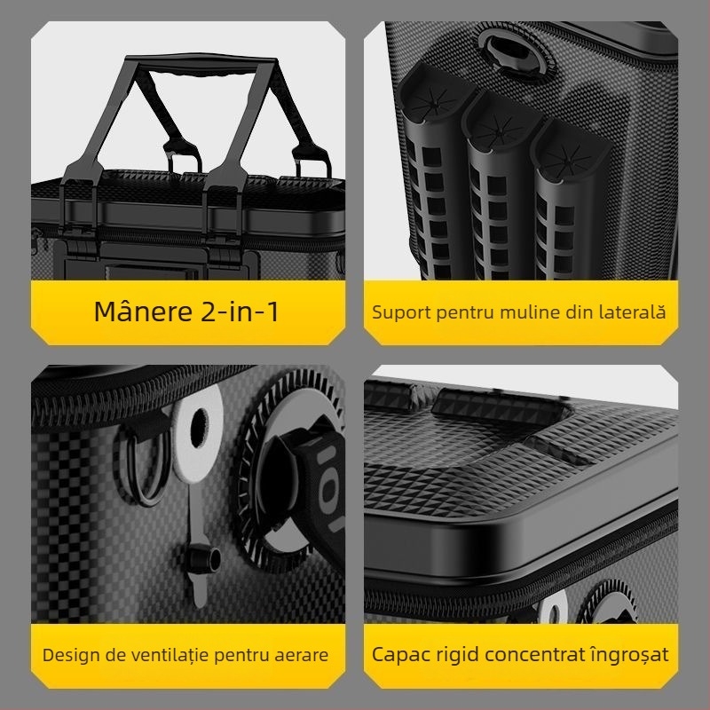 Găleată de pescuit cu fund dur întărit și carcasă rigidă integrată (Material: EVA; Fund: dur; Carcasă: integrată; Capacitate: mare)