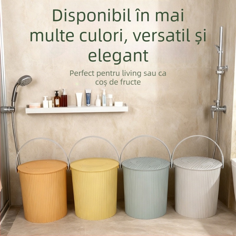 Găleată de depozitare din plastic cu capac – găleată portabilă pentru uz casnic, baie și pescuit