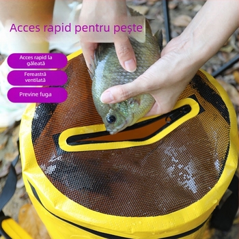 Găleată pliabilă, portabilă pentru pescuit – pentru pești vii, material PVC, multifuncțional