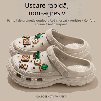 Sandale pentru bărbați - partea superioară și talpa din EVA, respirante, impermeabile, anti-derapare, talpă turnată prin injecție, vara 2025, stil plajă, imprimeu desen animat