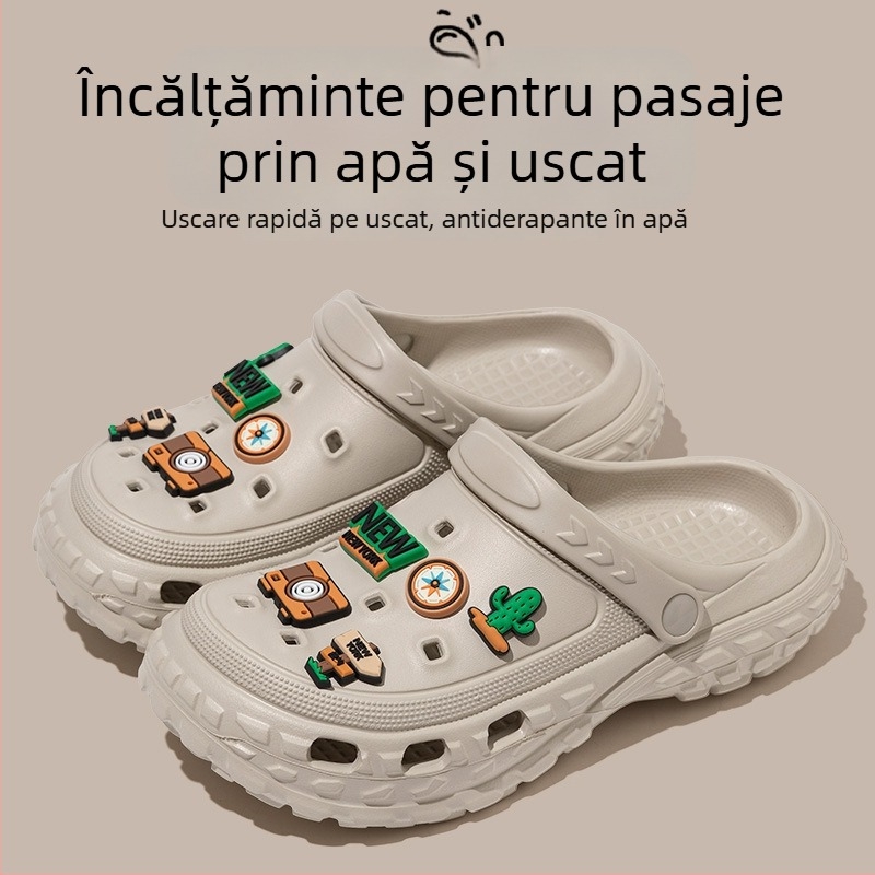 Sandale pentru bărbați - partea superioară și talpa din EVA, respirante, impermeabile, anti-derapare, talpă turnată prin injecție, vara 2025, stil plajă, imprimeu desen animat